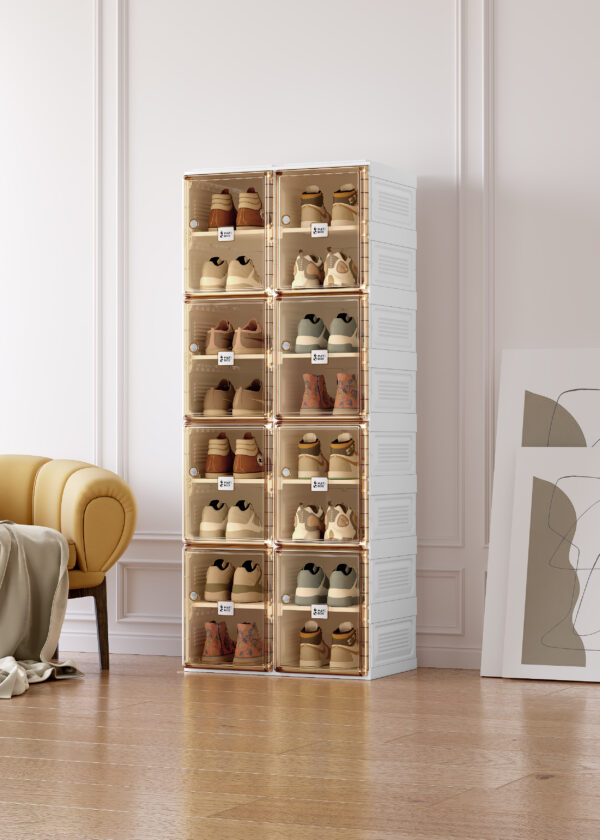 Rak Sepatu 2 Baris 8 Box 16 Pasang Classic Brown