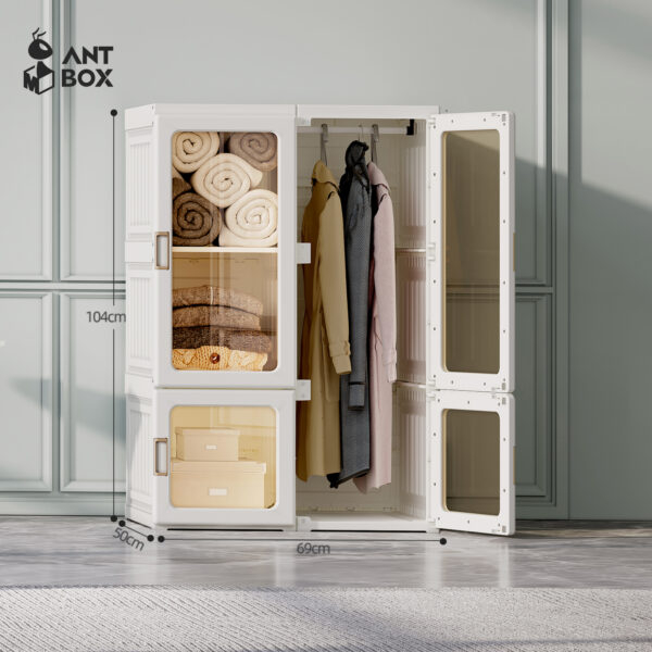 Lemari Pakaian 6 Box 1 Hanger 4 Pintu Classic Brown