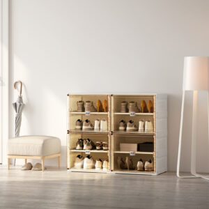 Kabinet Sepatu 2 Baris 4 Box 16 Pasang Classic Brown