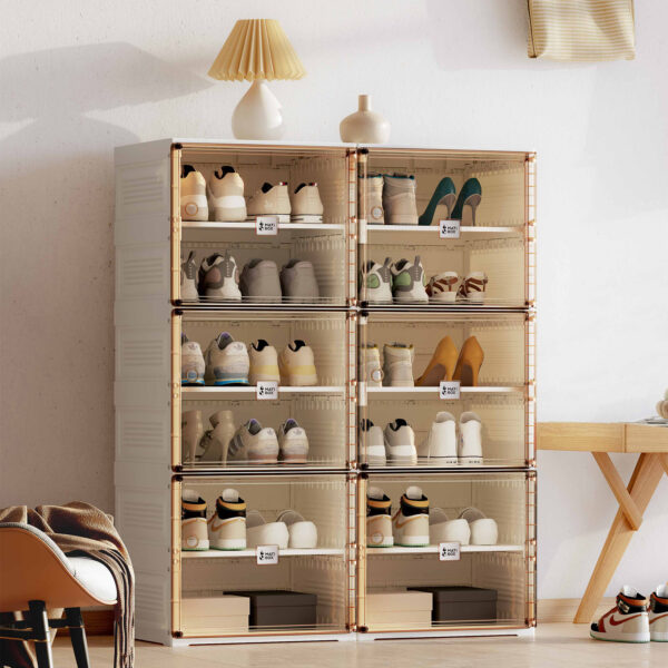 Kabinet Sepatu 2 Baris 6 Box 24 Pasang Classic Brown