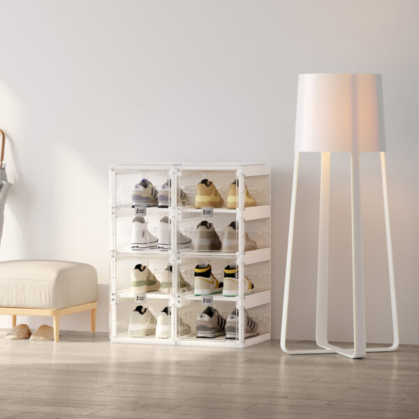 Rak Sepatu 2 Baris 4 Box 8 Pasang Transparan White