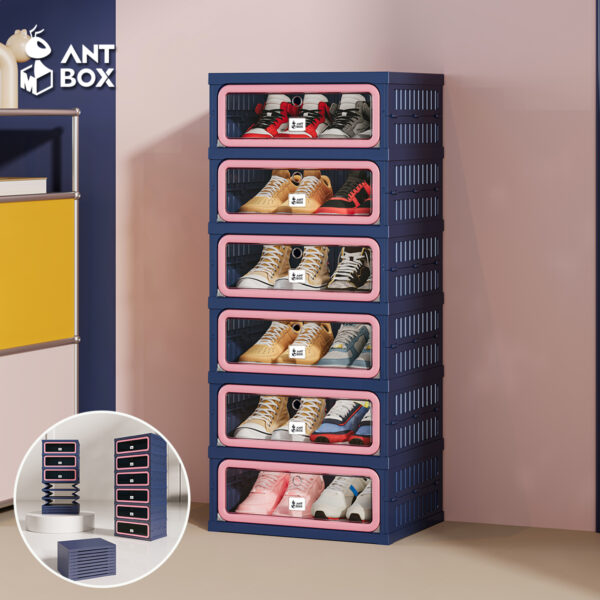 [ANTBOX] Rak Sepatu 12 Pasang Blue Pink