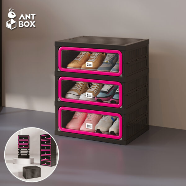 [ANTBOX] Rak Sepatu 6 Pasang Black Pink