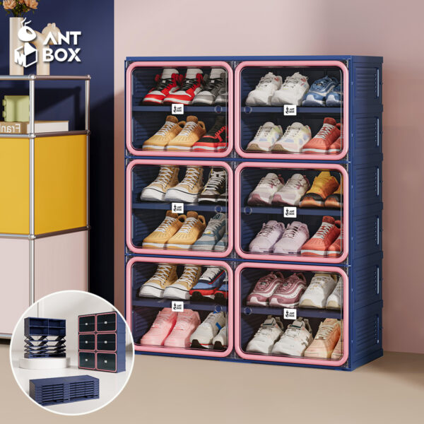 [ANTBOX] Kabinet Sepatu 24 Pasang Blue Pink