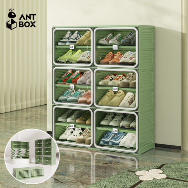 [ANTBOX] Kabinet Sepatu 24 Pasang Green Grey
