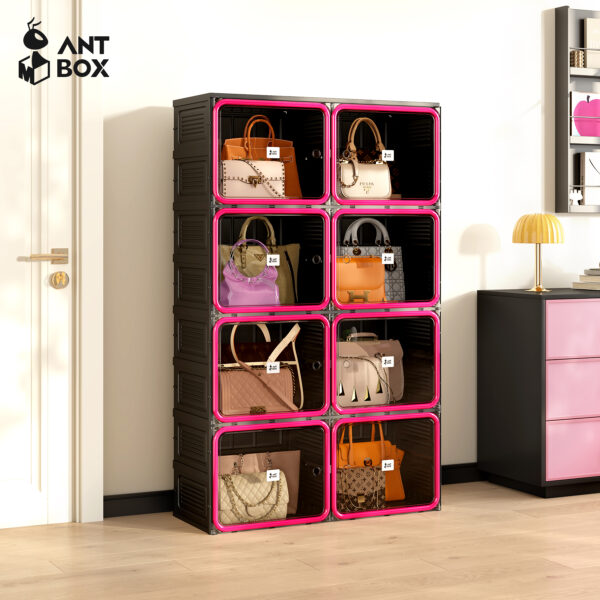 [ANTBOX] Kabinet Tas 8 Box Black Pink