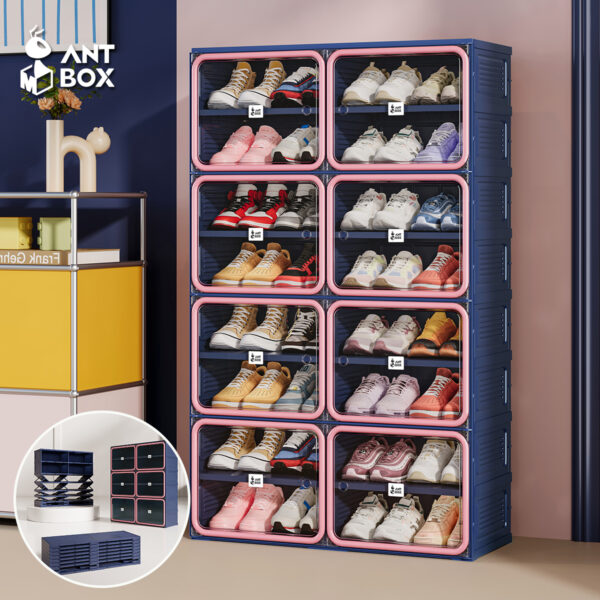 [ANTBOX] Kabinet Sepatu 32 Pasang Blue Pink