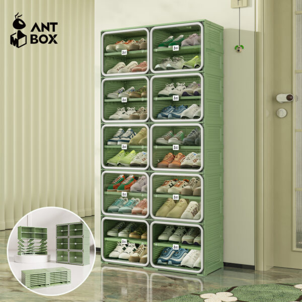 [ANTBOX] Kabinet Sepatu 40 Pasang Green Grey