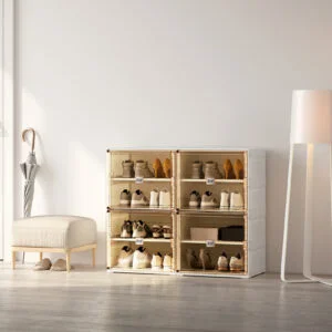 Kabinet Sepatu 2 Baris 4 Box 16 Pasang Classic Brown